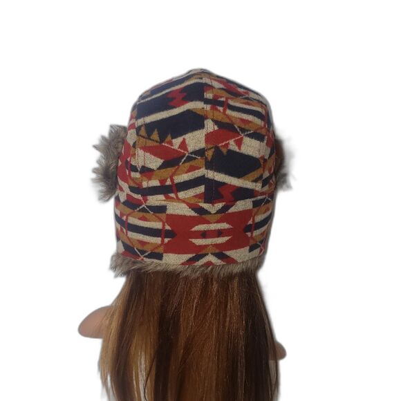 SWISS TECH Aztec Print Faux Fur Wool Blend Unisex Trapper Hat One Size main image 11